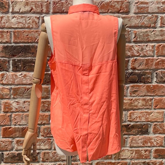 American Eagle Outfitters 🦅 orange sleeveless collared button down top / M /EUC - Picture 15 of 17